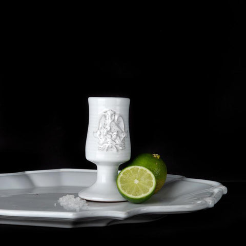 Copa tequilera blanca viva México