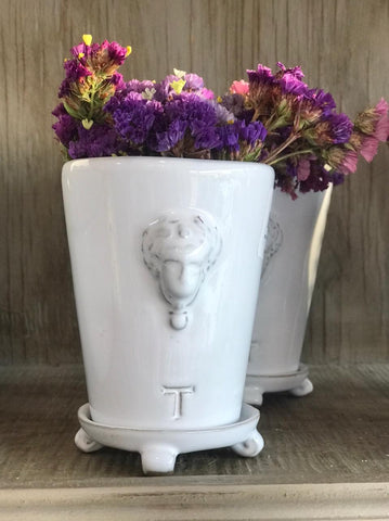 Florero vaso con mascara mini Blanco
